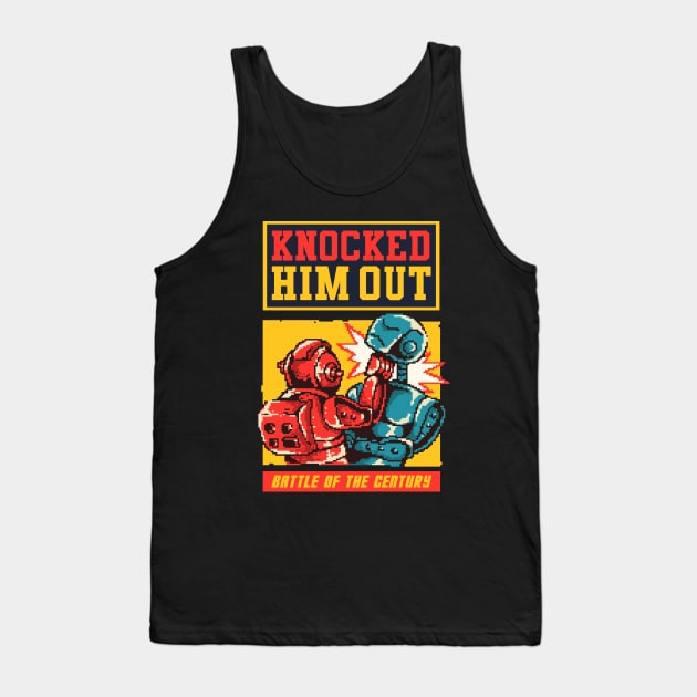 knocked him out robot pixel Tank Top by Mako Design 